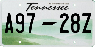 TN license plate A9728Z