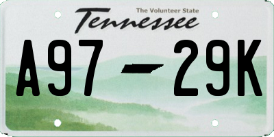 TN license plate A9729K