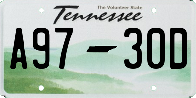 TN license plate A9730D