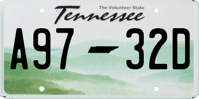 TN license plate A9732D