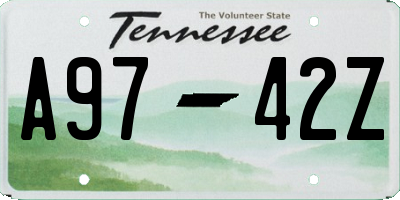 TN license plate A9742Z