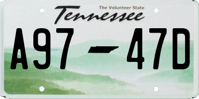 TN license plate A9747D