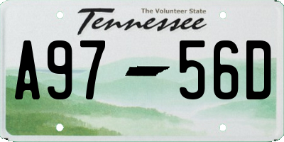 TN license plate A9756D