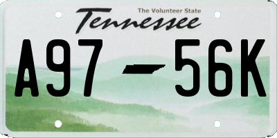 TN license plate A9756K
