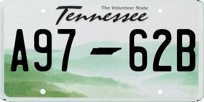 TN license plate A9762B