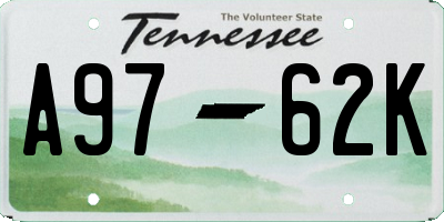 TN license plate A9762K