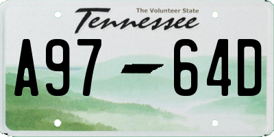 TN license plate A9764D