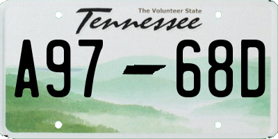 TN license plate A9768D