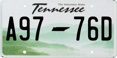 TN license plate A9776D