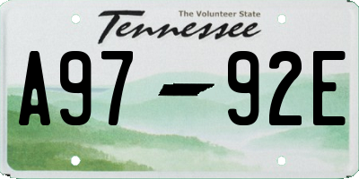 TN license plate A9792E