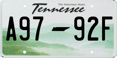 TN license plate A9792F