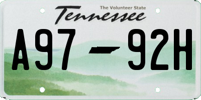 TN license plate A9792H