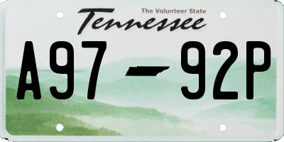 TN license plate A9792P