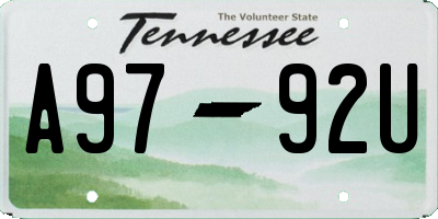 TN license plate A9792U