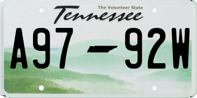 TN license plate A9792W