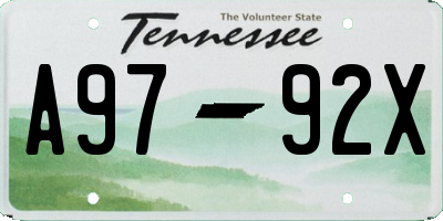 TN license plate A9792X