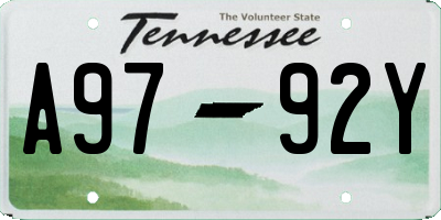 TN license plate A9792Y