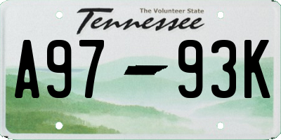 TN license plate A9793K