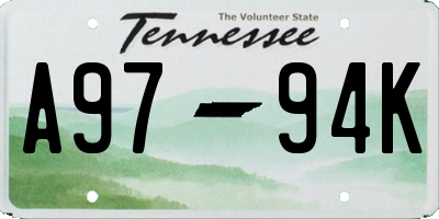 TN license plate A9794K