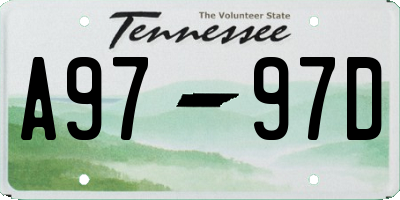 TN license plate A9797D