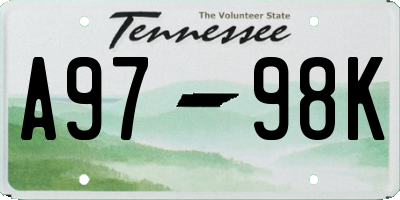 TN license plate A9798K