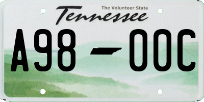 TN license plate A9800C