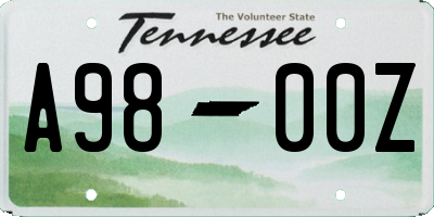 TN license plate A9800Z