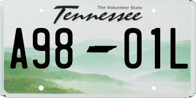 TN license plate A9801L