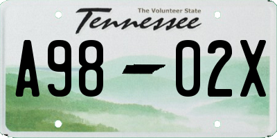 TN license plate A9802X