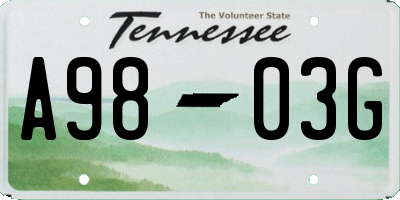 TN license plate A9803G
