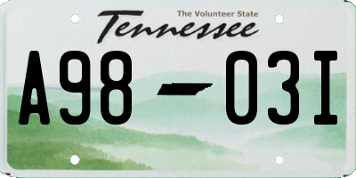 TN license plate A9803I