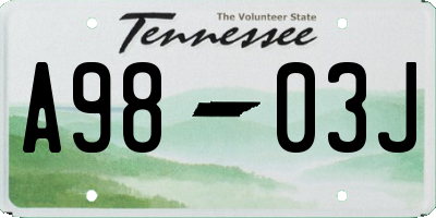 TN license plate A9803J