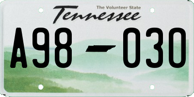 TN license plate A9803O