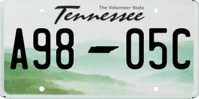 TN license plate A9805C