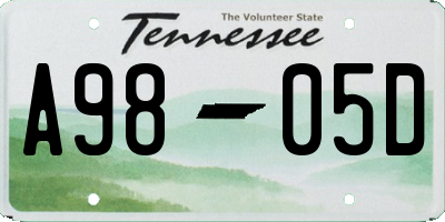 TN license plate A9805D