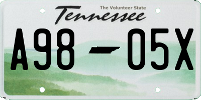 TN license plate A9805X