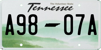 TN license plate A9807A