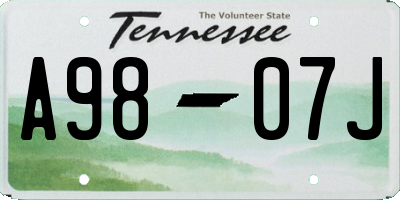 TN license plate A9807J