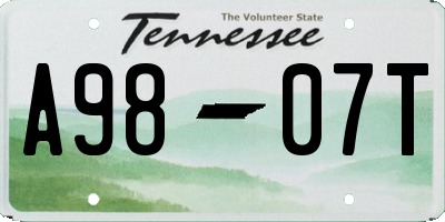 TN license plate A9807T