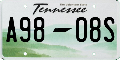 TN license plate A9808S