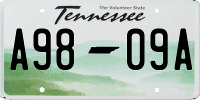 TN license plate A9809A