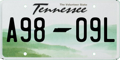 TN license plate A9809L