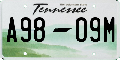 TN license plate A9809M
