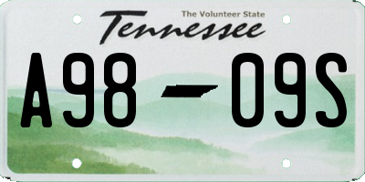 TN license plate A9809S