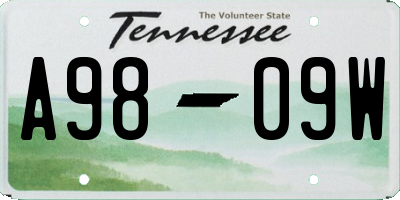 TN license plate A9809W