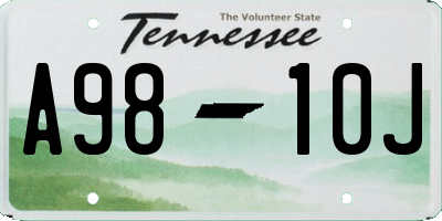 TN license plate A9810J