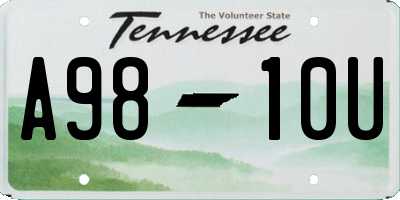 TN license plate A9810U
