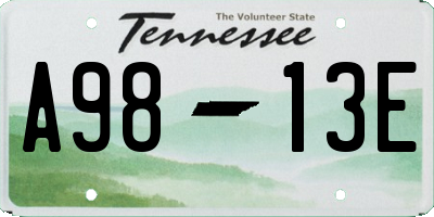 TN license plate A9813E