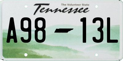 TN license plate A9813L
