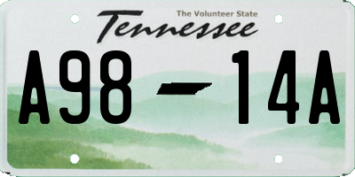 TN license plate A9814A
